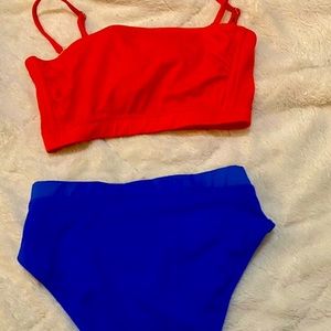 High Waist Bandeau Bikini Ted and Blue Cheeky